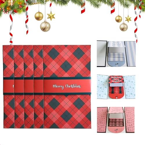 Handmade Waterfall Christmas Gift Card Booklet 5PCS, Christmas Gift Card