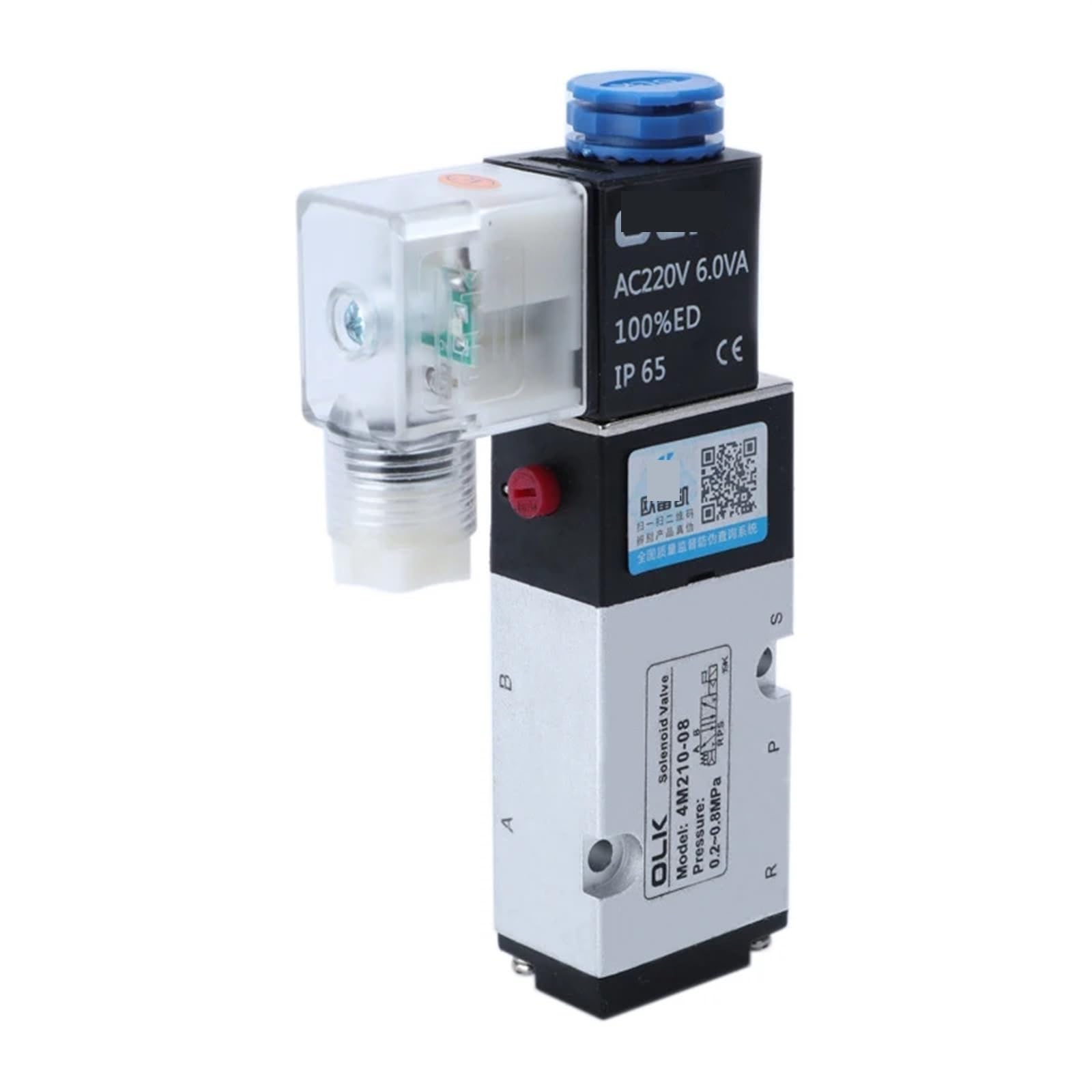 Électrovanne électrique pneumatique 4M210-08 AC220V à 3 ports et 2 positions pour contrôle d'air