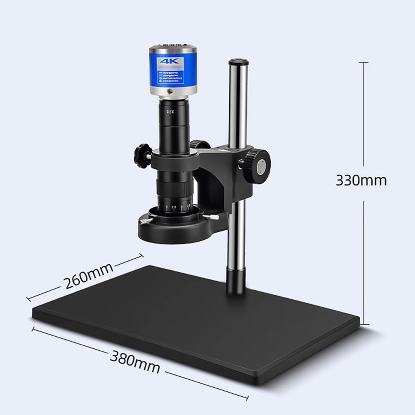 Cyfrowy mikroskop lutowniczy, przemysłowa kamera mikroskopowa HDMI USB, obiektyw 21X-135X, ekran 25 cm, pierścieniowe światło LED do naprawy telefonu PCB