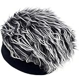 OKAWASI ウィッグ付き帽子 ニット帽 カツラ 男性用 帽子 白髪ウィッグ 伸縮性 変装 仮装 髪の毛 仮装 コスプレ