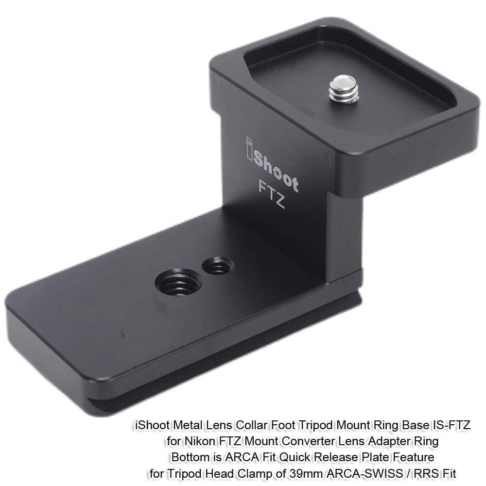 iShoot Lens Collar Replacement Foot Tripod Mount Ring Base Compatible with Nikon FTZ Mount Converter Lens Adapter Ring, Lens Bracket Holder with Arca Fit Dovetail
