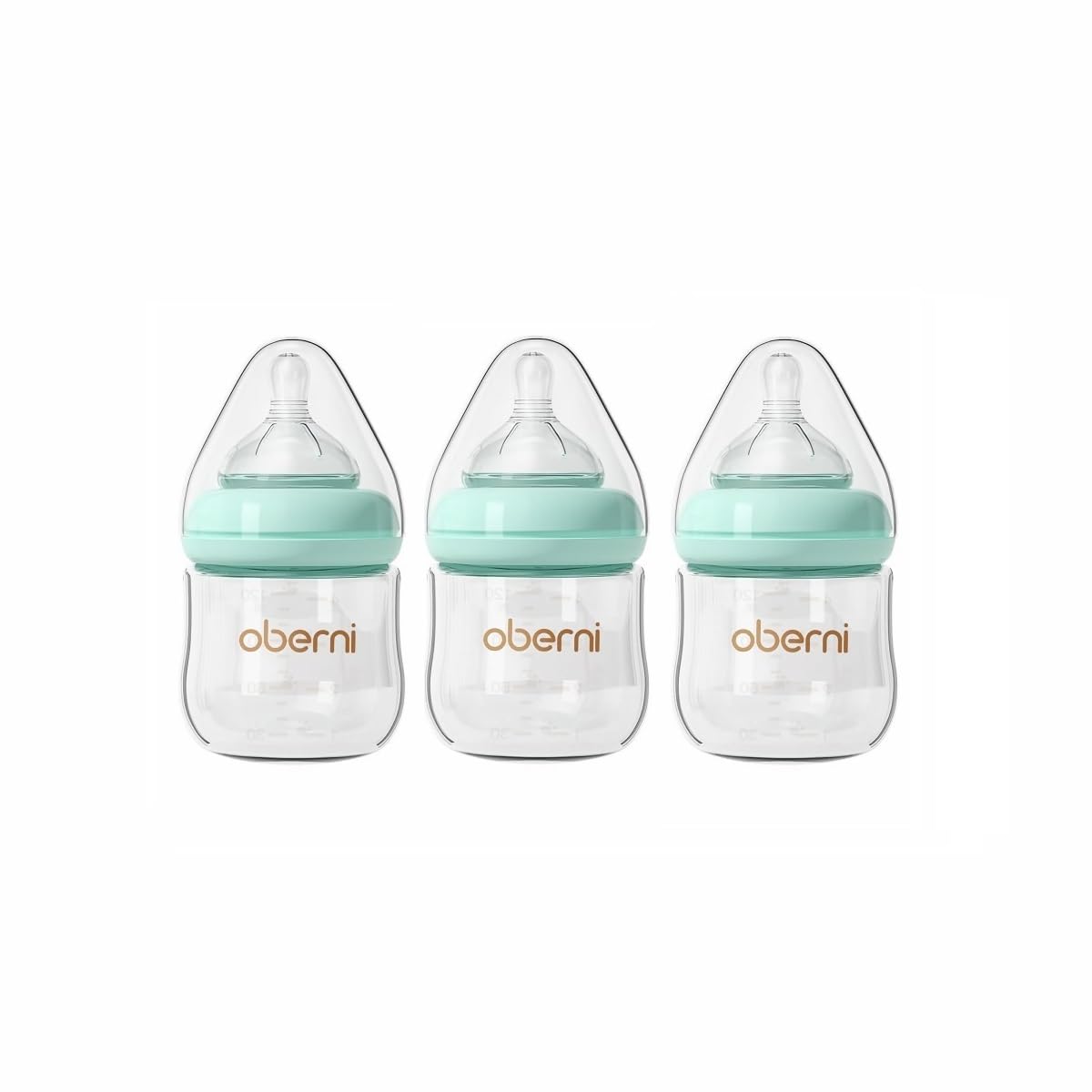 Glass Baby Bottles, Newborn Baby Bottle 4oz/120ml with Slow Flow Breast-Like Nipple for 0+, Anti Colic, BPA Free, Blue/3Pack