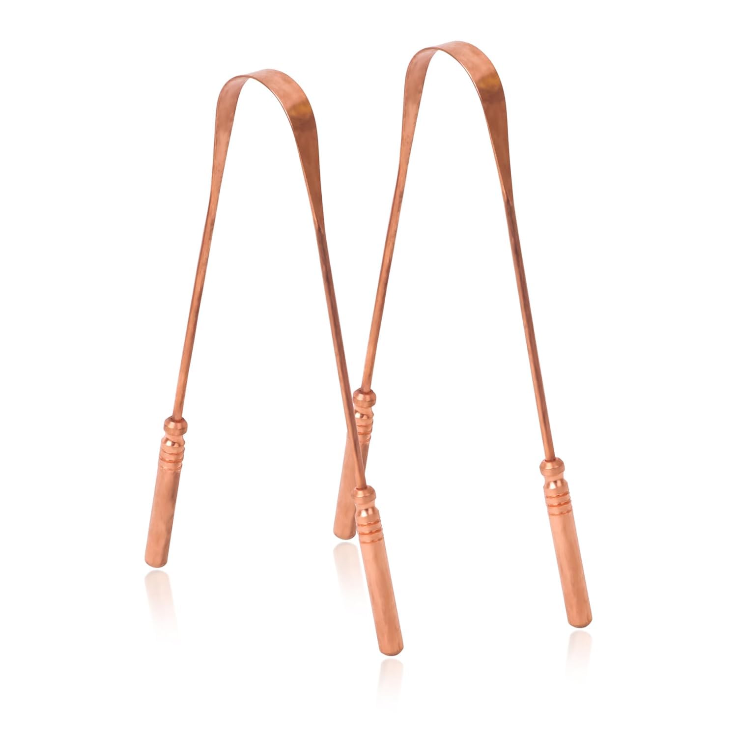100% Pure Copper, Tongue Cleaner Pack of 2 Naturally Anti-Microbial, Banishes Bad Breath and Maintains Oral Hygiene, Easy to Use and Clean with reusable pouch.