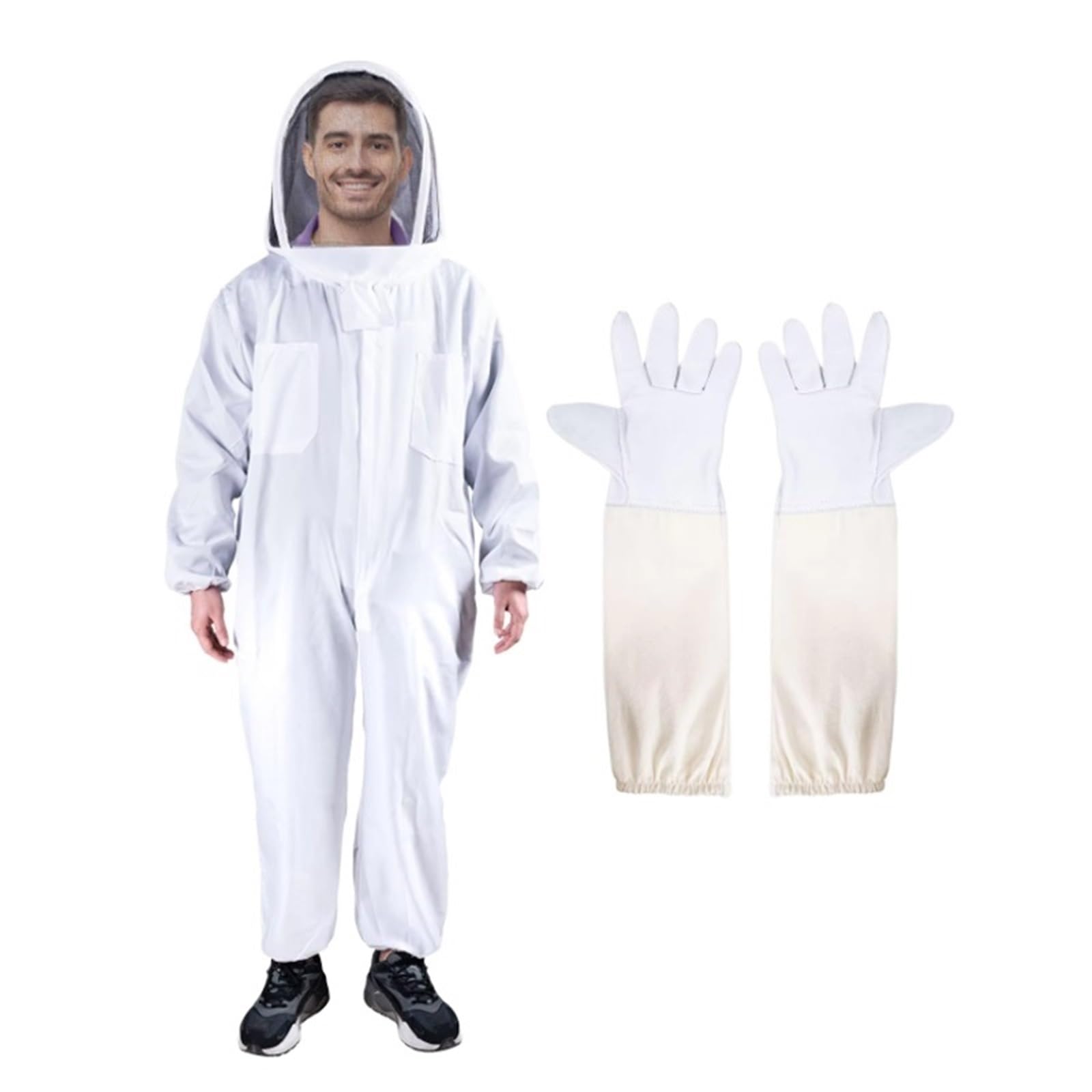 Vêtements D'apiculture Vêtements de protection professionnels, combinaison d'apiculture intégrale, voile sécurité unisexe avec gants(XXL)