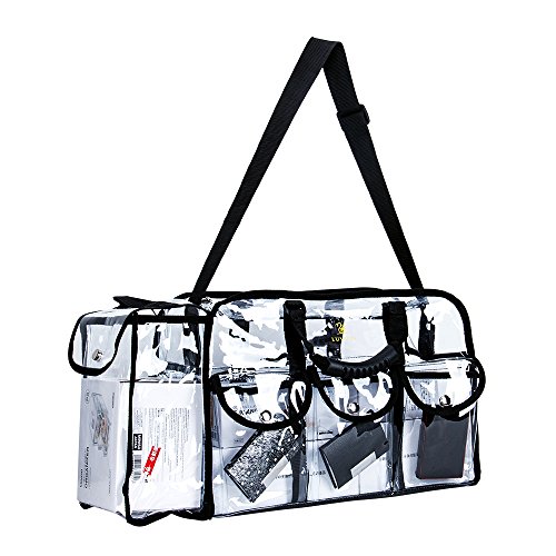 LUVODI Bolso Transparente Maquillaje Bolsa de Aseo Transparente Viaje Bolso Cosmético Impermeable Bolsa PVC Transparente para Viaje con 6 Bolsillas Externas y Correa Ajustable Cover