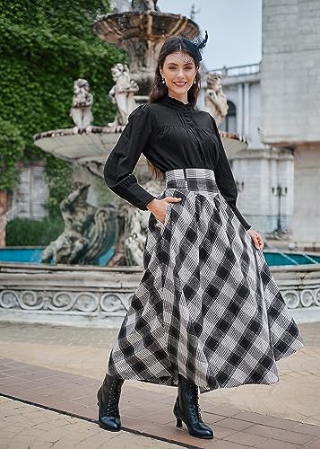 Scarlet Darkness Renaissance Shirt Women 1800s Victorian Edwardian Blouse Long Sleeve Shirt Black S