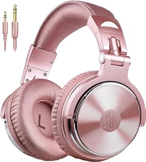 OneOdio Wired Over Ear Headphones Studio Monitor & Mixing DJ Stereo Headsets with 50mm Neodymium Drivers and 1/4 to 3.5mm Jack for AMP Computer Recording Podcast Keyboard Guitar Laptop - Pink
