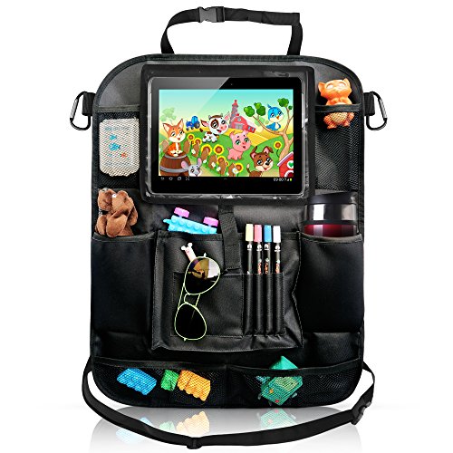 Image of Car Back Seat Organizer - Kick Mat Protector with Multipurpose Storage Pockets, Tablet Holder - Essential Car Accessories for Road Trip by KiddyB