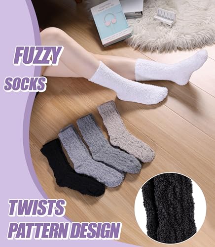 Image of Womens Fuzzy Socks Cozy Fluffy Slipper Soft Winter Warm Home Sleeping Christmas Socks