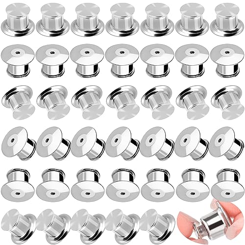 YGAOHF 60PCS Locking Pin Backs for Enamel Pins, Secure Pin Backs, Copper Pin Backs Locking, Silver Pin Keepers Locking Clasp, Pin Locks for Backpack, Brooches, Pins, Insignia, Name Tag, Display Books