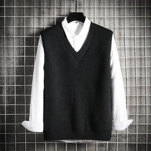 Men's V-Neck Knitted Vest Japanese Sleeveless Sweater4