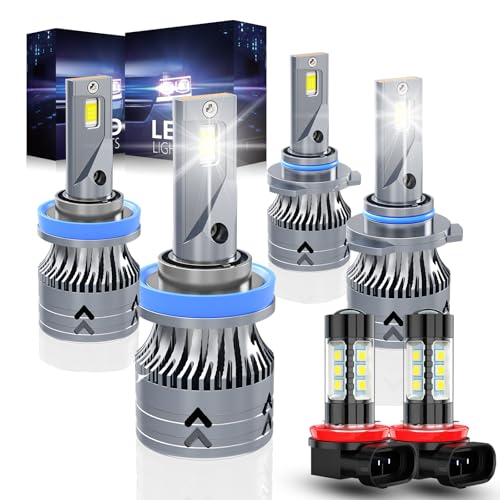 AUIMSOCO Upgraded 9005 H11 Light bulbs for Jeep Grand Cherokee (2014 2015 2016 2017 2018), High & Low Beam & H11 Fog Light Kit, 6500K White, Plug & Play, 6-Pack