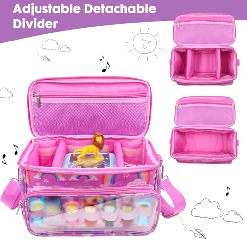 for Tonies Carrying Case, Toniebox Case for Tonies Figures,Tonie Characters, Tonies Storage and Organizer with Shoulder Strap,Tonies Box Starter Set,Tonies Headphones,Charging Station Bag (Pink)