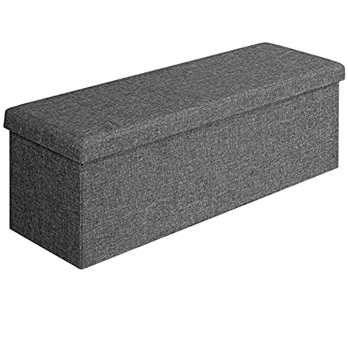 Casaria Sitztruhe mit Stauraum 130 L Faltbar Gepolstert Deckel Stoff 115 x 40 x 40cm Wohnzimmer Schlafzimmer Sitzhocker Sitzbank Aufbewahrungsbox Dunkelgrau Cover