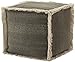 HomeRoots Charcoal Slate Textural Shaggy Edge Pouf Ottoman