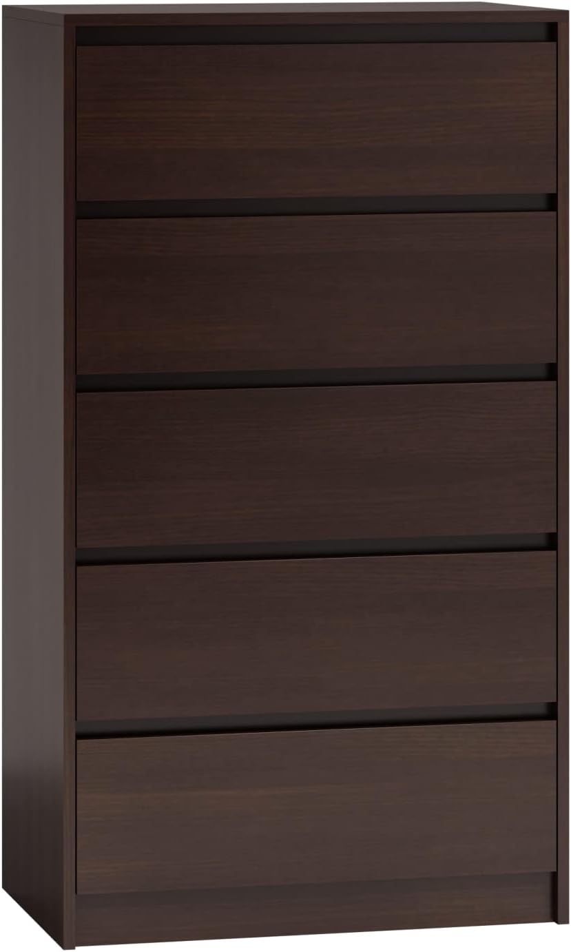 ADGO Cajonera de cuadros con 5 cajones, estantería para ropa, muebles para salón, armario, dormitorio, habitación de los niños, de pie, ahorra espacio (K5, wengué) (envío en 2 paquetes)