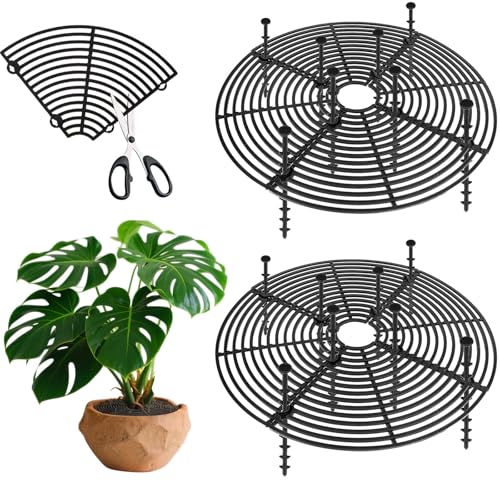 2 Stück Blumentopfgitter, Pflanzenschutz Katze, 30cm Blumentopf Schutz kann Geschnitten Werden Durchmesser für Blumentöpfe Katzensicher Schützt die Pflanzeerde vor Tieren und Kindern