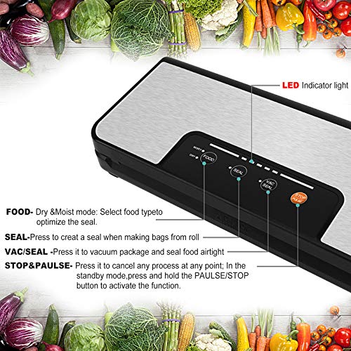 ULTTY Vakuumiergerät, Vakuumierer Folienschweißgerät 80Kpa für Sous Vide Kochen, Lebensmittel Bleiben bis zu 8x Länger… – Bild 3