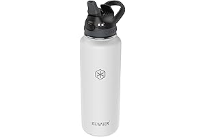 ICEWATER-40 oz, Insulated Water Bottle With Auto Straw Lid and Carry Handle