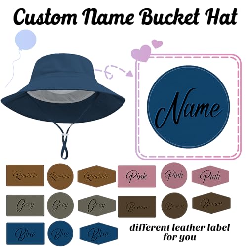 Personalized Baby Bucket Hat with String Custom Name Bucket Hat Toddler UPF 50+ Sun Protection Wide Brim Beach Cap for Boys Girls Multicoloured3