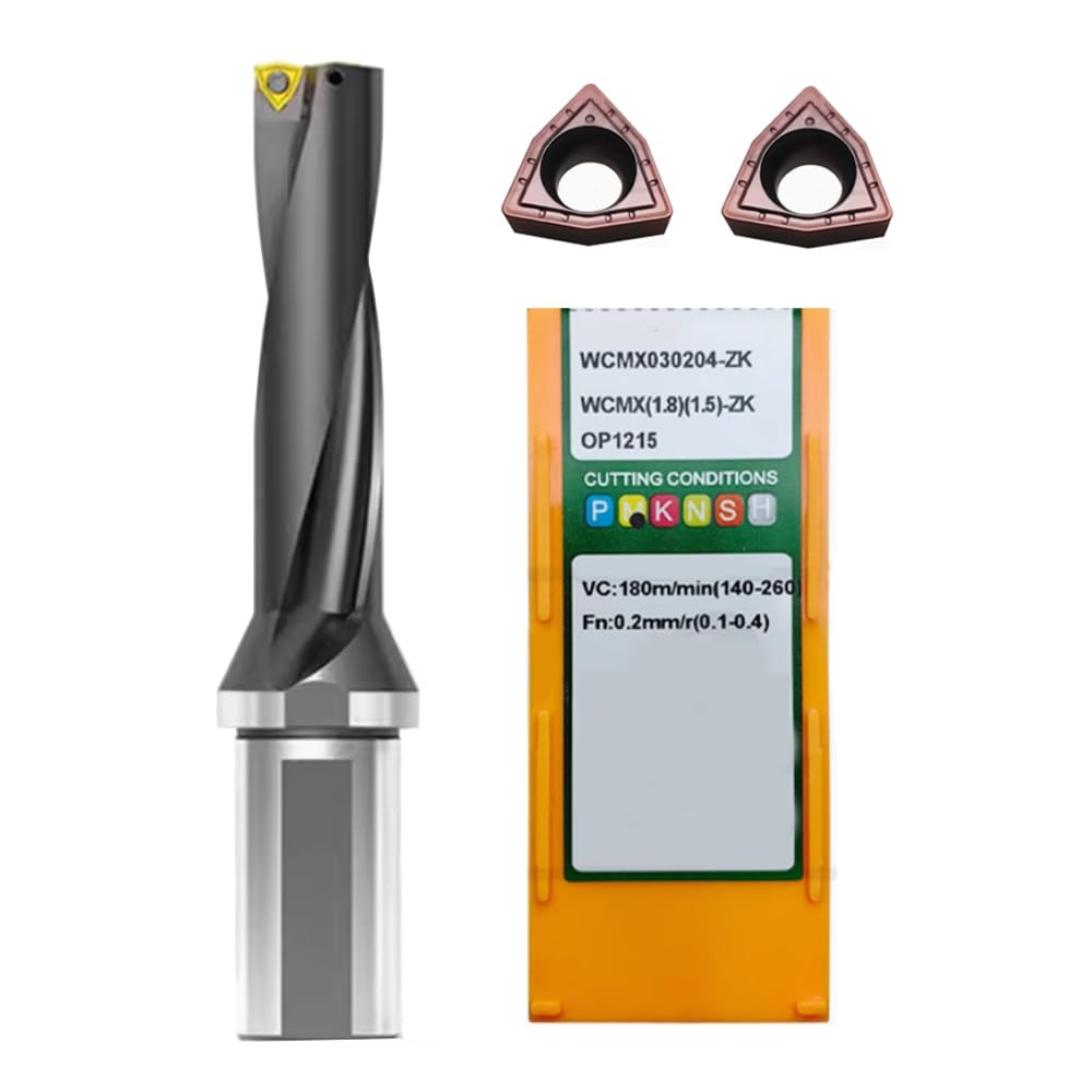 Diameter 16mm Nitrided U-Shaped Drill bit, WC Series, Drilling Depth 4D Drill bit, CNC Lathe milling Tool with 10pcs WCMX030204-ZK OP1215 Carbide Inserts