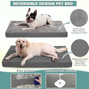 Waterproof Dog Beds Large Medium Sized Dog, Orthopedic Washable Crate Pad 35 inch, Egg Crate Foam Pet Bed with Removable Cover Reversible, Durable Anti-Slip Kennel Bed 35"x22", Gray Waterproof Dog Beds Large Medium Sized Dog Orthopedic Washable Crate Pad 35 inch Egg Crate Foam Pet Bed with Removable Cover Reversible Durable Anti Slip Kennel Bed 35×22 Gray
