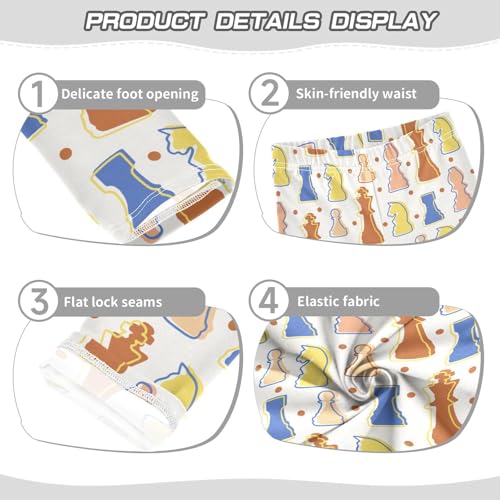 ZZKKO Girls Leggings Chess Colorful Figures Toddler Girls Clothes Leggings for Girls Toddler Girls Leggings 3-4T3