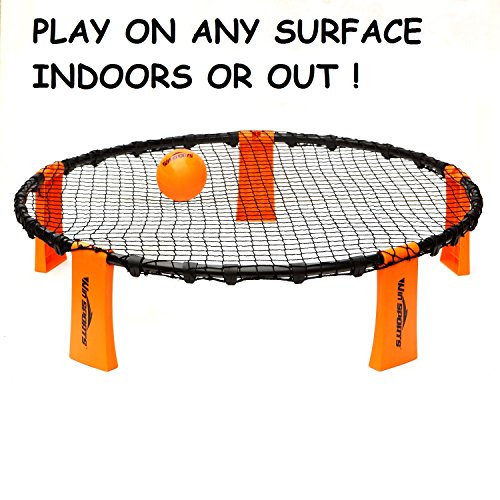 Win SPORTS Pro Volleyball Spike Game Set Smash Ball Game Set Played Outdoors, Indoors,Beach, Backyard,Tailgate for Kids,Adults,Family, Includes 3 Balls,1 Playing Nets,1 Pump,Carry Case,Rules Book - Thumbnail 5