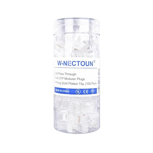 B092J2WBLS_image_6 W-NECTOUN Conector RJ45 Cat5e, paquete de 100 extremos Cat5e, conector RJ45 Cat5eCat5e, enchufe de red UTP para cable de hebra sólida