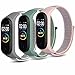 BPDD 3 Stück Armband kompatibel mit Xiaomi Mi Band 4 Armband Xiaomi Mi Band 3 Armband, Verstellbarer Nylon Ersatzarmband kompatibel für Frauen Männer (Rosa+Grau+Ozeangrün)