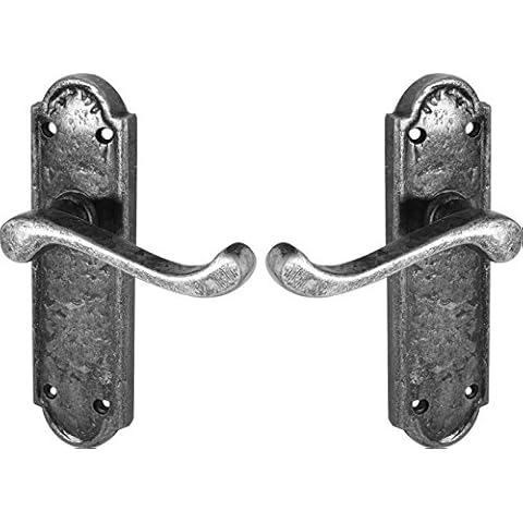 Pewter Latch Door Handles Traditional Turnburry Hand Forged Cast Iron Cover