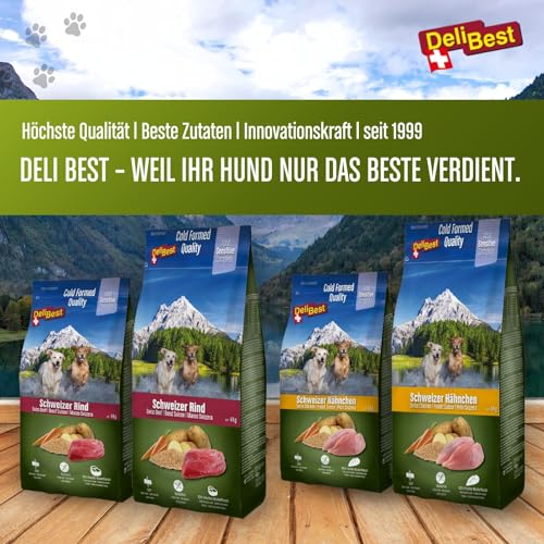DeliBest Adult Sensitive Complete Dog Rind I Halbfeuchtes Futter für Hunde Adult I aus 100% Schweizer Rindfleisch I getreidefrei & ohne andere Zusätze I Hundefutter kaltgepresst I 4 kg