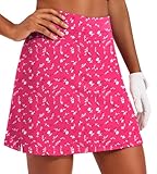 Ekouaer Skort Golf Skirts for Women Tennis Athletic Skirt Inner Shorts Pocket Floral Running Workout Sports Skorts,Hot Pink Print Medium