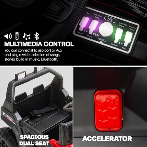 Image of Baybee Maverick Battery Operated Jeep for Kids with RGB Windshield Light, Bluetooth, USB & Music | Baby Big Ride on Battery Car | Electric Jeep Car for Kids to Drive for 2 to 6 Years Boys Girls (Red)