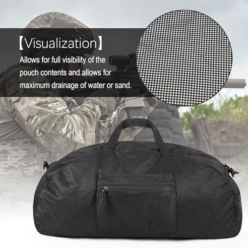 Tactical Mesh Luggage bag,50L Foldable duffel Pack,Large Capacity Range Bag For Hunting Shooting Travel Climbing Sports Gym (BK)4