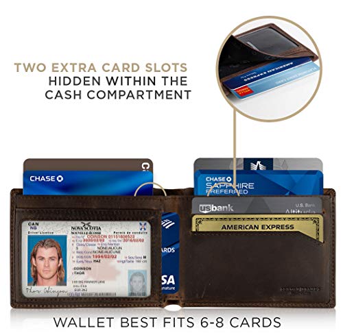 Image of SERMAN BRANDS Mens Slim Bifold Wallet RFID Blocking Minimalist Front Pocket Wallets for Men - Thin & Stylish