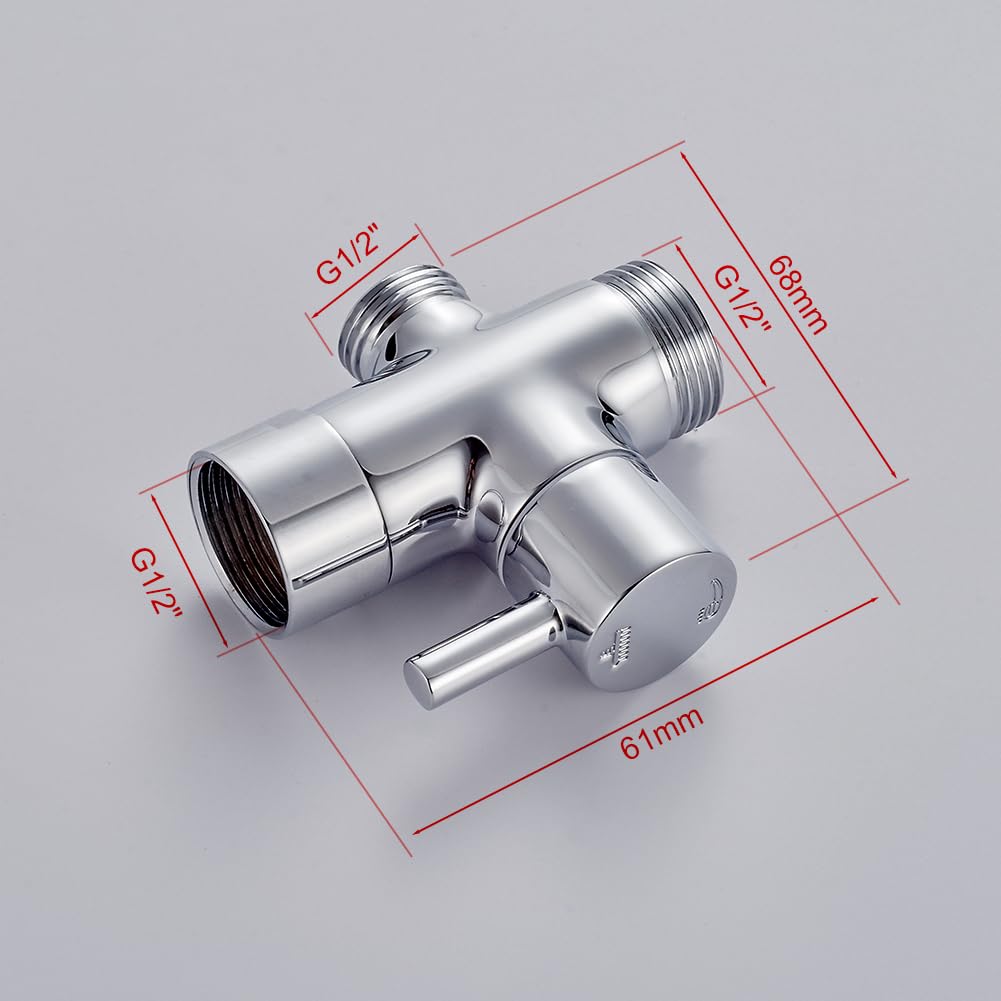 Ibergrif M92202 3-drożny zawór rozrywkowy, mieszanina zaworu prysznicowa, wejście G1 / 2 "i dwa wyjścia G1 / 2", do ręcznej głowicy prysznicowej i stałej głowicy natryskowej, mosiądz, chrom