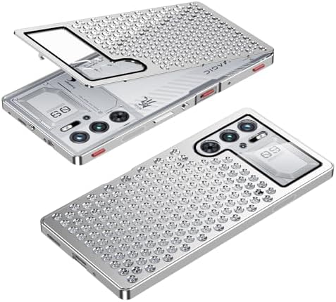 DAYJOY Premium Aluminum Heat Dissipation Case Cover Compatible with ZTE Nubia Red Magic 9 Pro/Pro/9s pro+, Cool Honeycomb Style Metal Hollow Shockproof Anti-Scratch case (Silver)