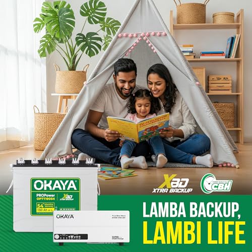 Image of Okaya Inverter with Battery Combo for Home,Office & Shops | ATSW1700 12V True Sine Wave Inverter 1450VA with 36 Months Warranty & OPTT19054 160Ah XBD+ Certified TT Battery with 54 Months Warranty