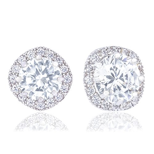ORROUS & CO 18K Gold Plated CZ Simulated Diamond Stud Earrings for Women, Hypoallergenic, 1.9 Carat2