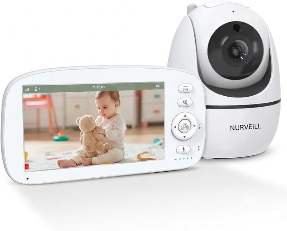 Babyphone Camera 360° Sans WIFI 5 Pouces HD Vision Nocturne