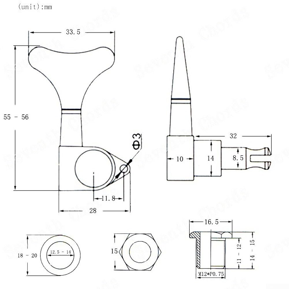 Set di 5 meccaniche per basso elettrico professionale (2L3R nero)