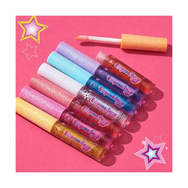 Expressions 7pc Fruity Flavored Lip Gloss Set - Lip Gloss in Assorted Fruity Flavors, Non Toxic Makeup for Kids & Teens