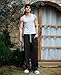 Susclude Mens Wide Leg Sweatpants Baggy Fall Track Pants Y2k Oversize Stretch Casual Pants Drawstring Trousers Black