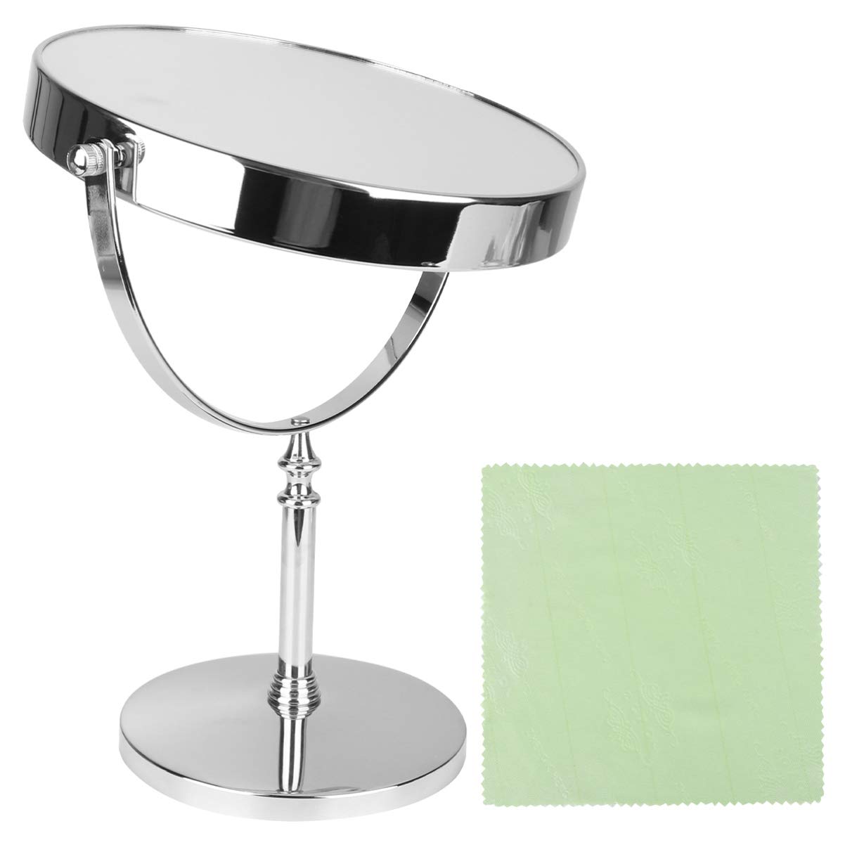 8 Specchio Cosmetico Doppio Lato con Ingrandimento 3x E Led Illuminato Elegante Cornice in Metallo