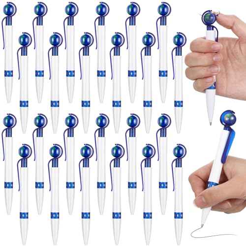 Dianelhall 24 bolígrafos de tierra novedosos con forma de telúrico, bolígrafos del Día de la Tierra, bolígrafos de tinta negra, bolígrafos retráctiles mundiales para accesorios, escuela, oficina,