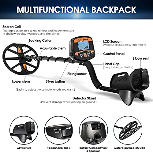 HOOMYA Professionele metaaldetector, 33 cm grote waterdichte zoekspoel voor diepere detectie, detector met hoge… - Image 7