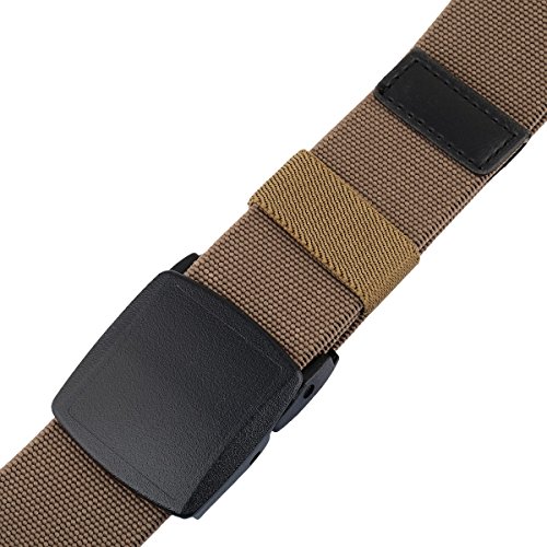 Sportmusies Elastic Belts for Men, Military Style Stretch Webbing Tactical Duty Belt (Khaki,Plastic Buckle)4