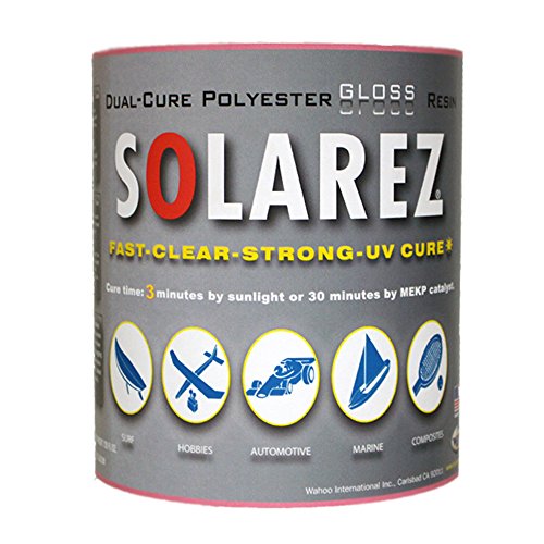 SOLAREZ UV Cure Polyester Gloss Resin, for Custom Woodworking, Pool Cues, Guitar Making, Counter Tops, Bar Tops, Wood Tables (Gallon)