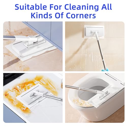 Image of Mini Wet & Dry Sweeping Mop Touchless Disposable Mop Convenient Flat Dust Removal Multi-Surface Cleaning for Hardwood and Tile Floors, 1 Second Installation (Grey,White,2 Pack)